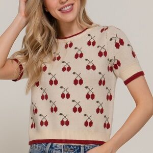 Cherry Pattern Knit Top
